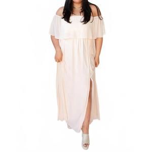 NEW SOIEBLU true intentions off shoulder maxi dress in champagne